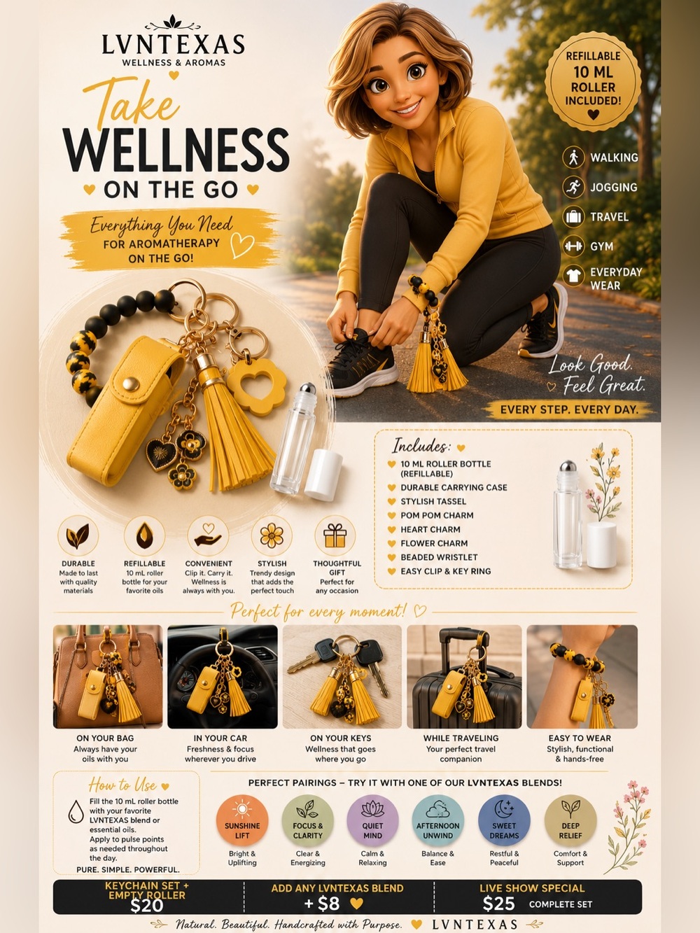 12. NWOT Custom Sunshine & Serenity Essential Oil Gift Set - Young Living Roller